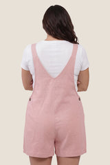 Adjustable-Waist Maternity Short Overalls with Pockets