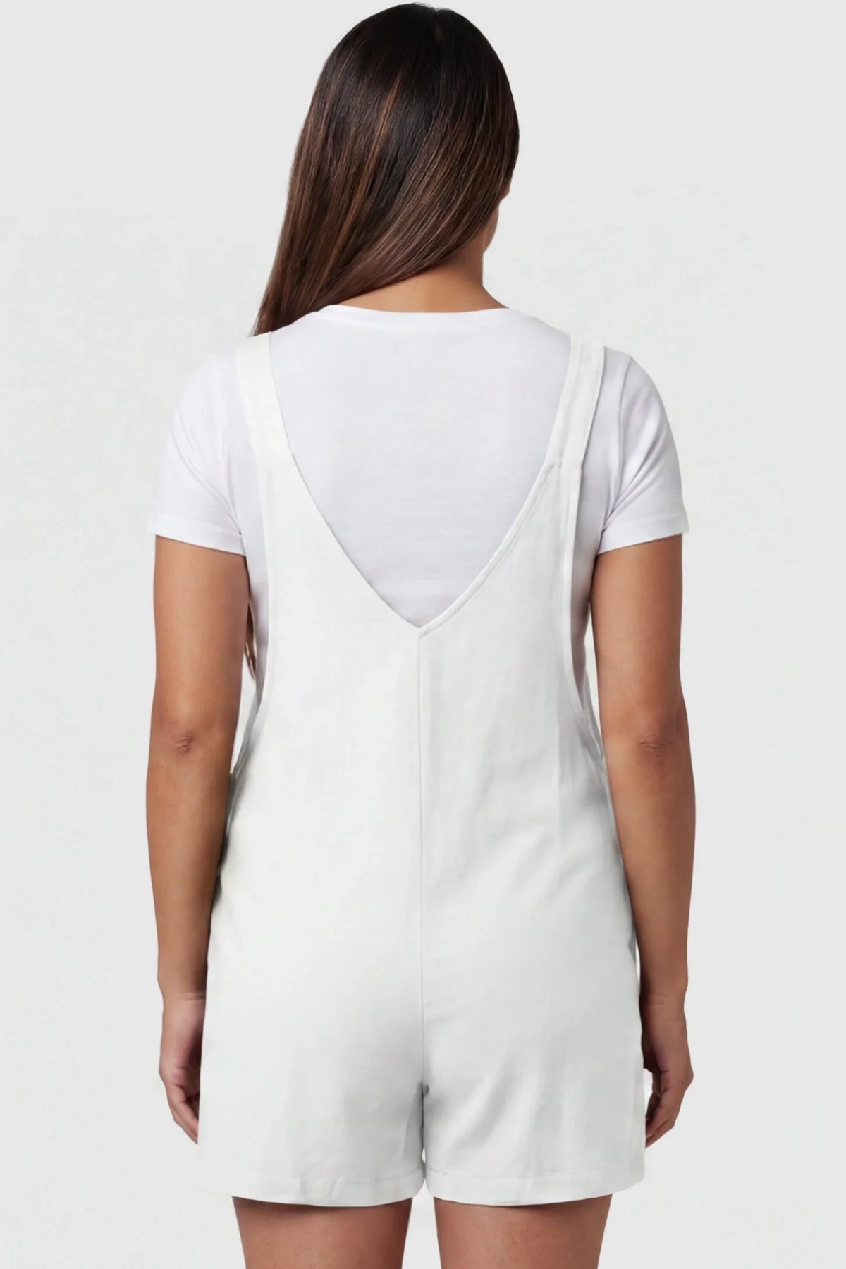 Adjustable-Waist Maternity Short Overalls with Pockets