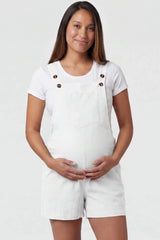 Adjustable-Waist Maternity Short Overalls with Pockets