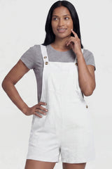 Adjustable-Waist Maternity Short Overalls with Pockets