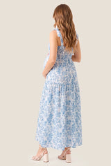 Bloom Smocked-Back Floral Tiered Maternity Maxi Dress