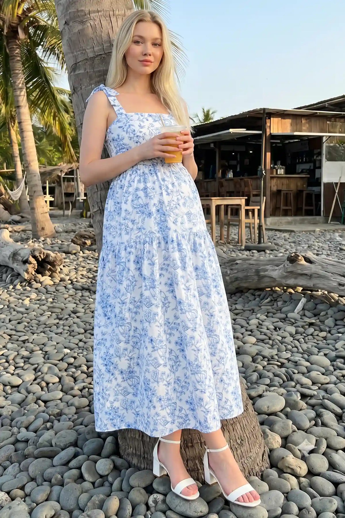 Bloom Smocked-Back Floral Tiered Maternity Maxi Dress