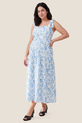 Bloom Smocked-Back Floral Tiered Maternity Maxi Dress
