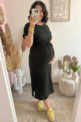 Tie-Waist Empire Maternity Midi Dress