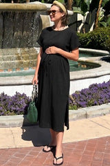Tie-Waist Empire Maternity Midi Dress