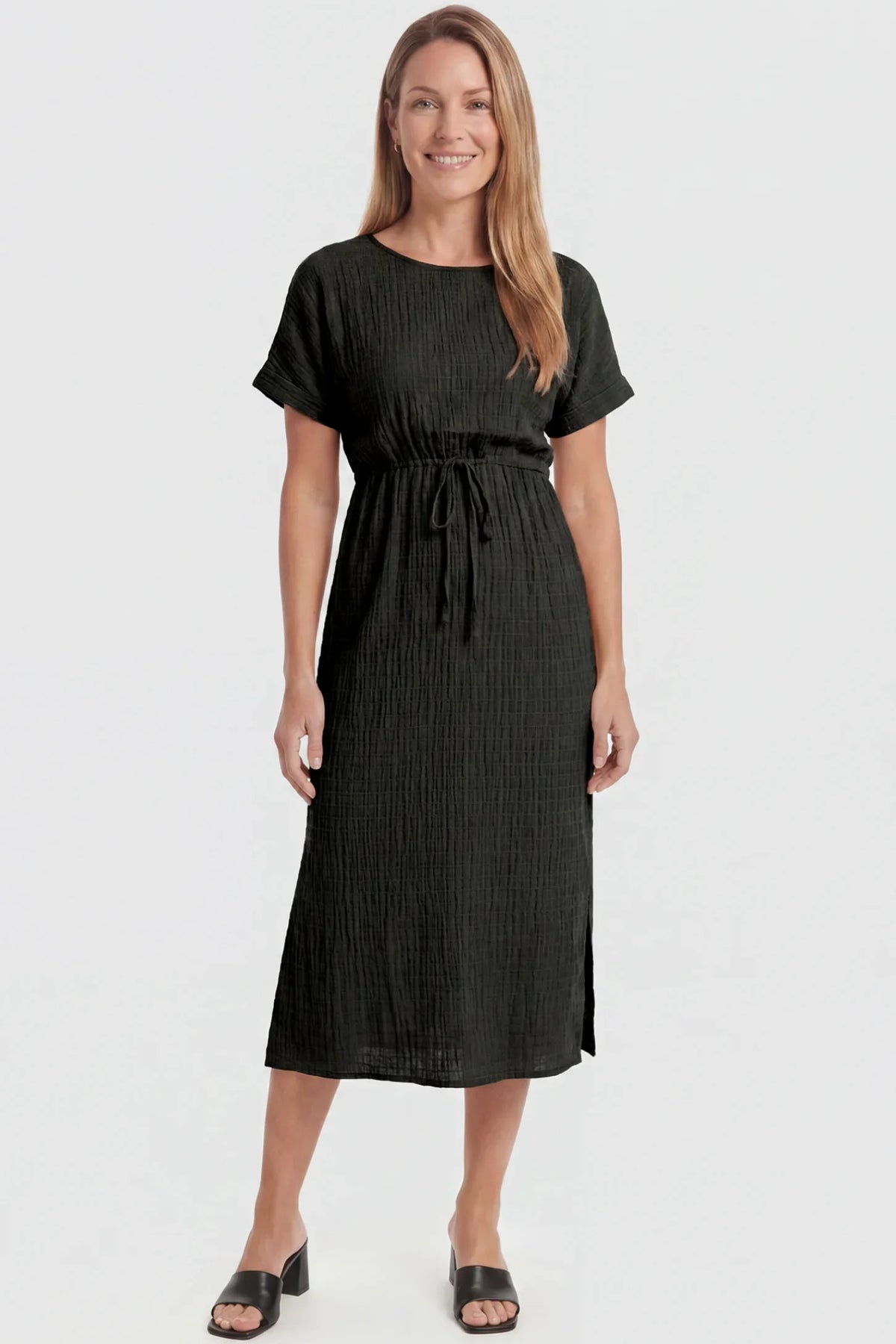 Tie-Waist Empire Maternity Midi Dress