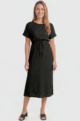 Tie-Waist Empire Maternity Midi Dress