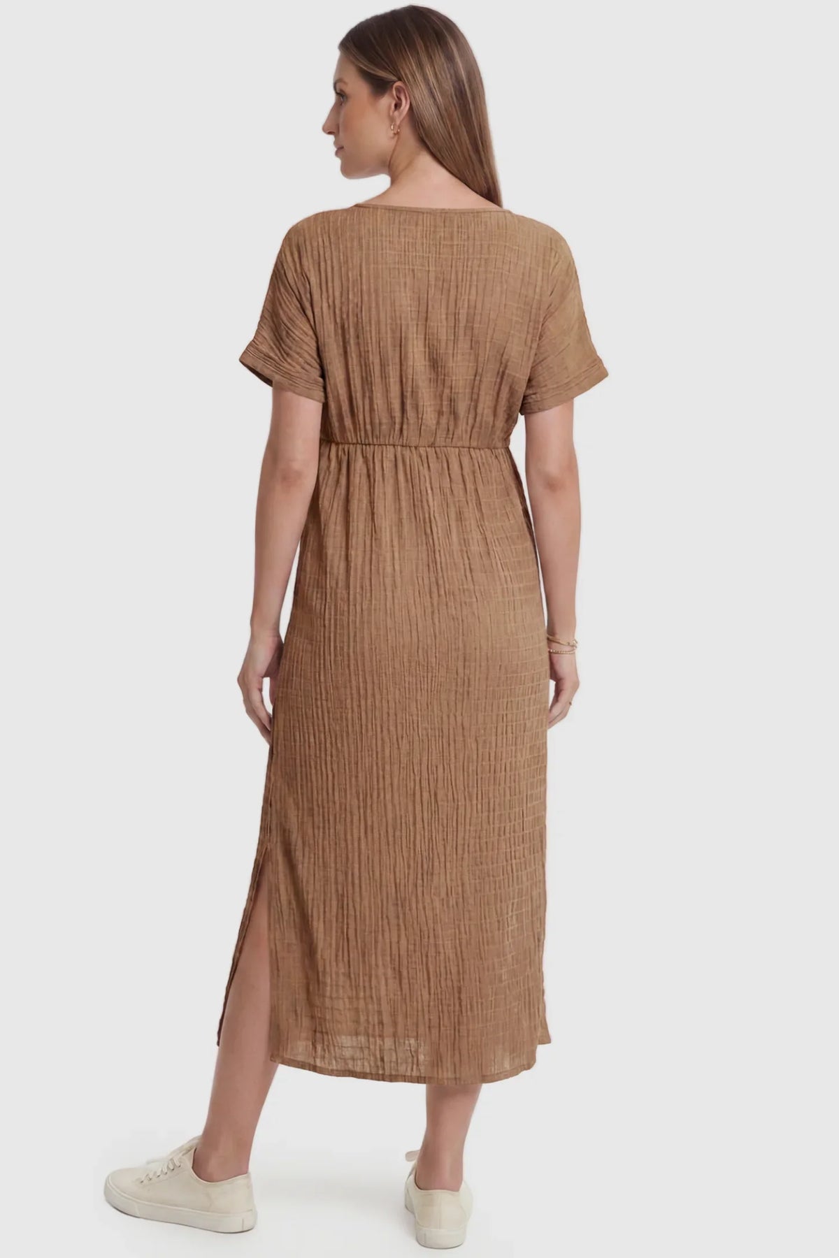 Tie-Waist Empire Maternity Midi Dress