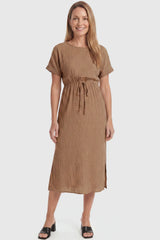 Tie-Waist Empire Maternity Midi Dress