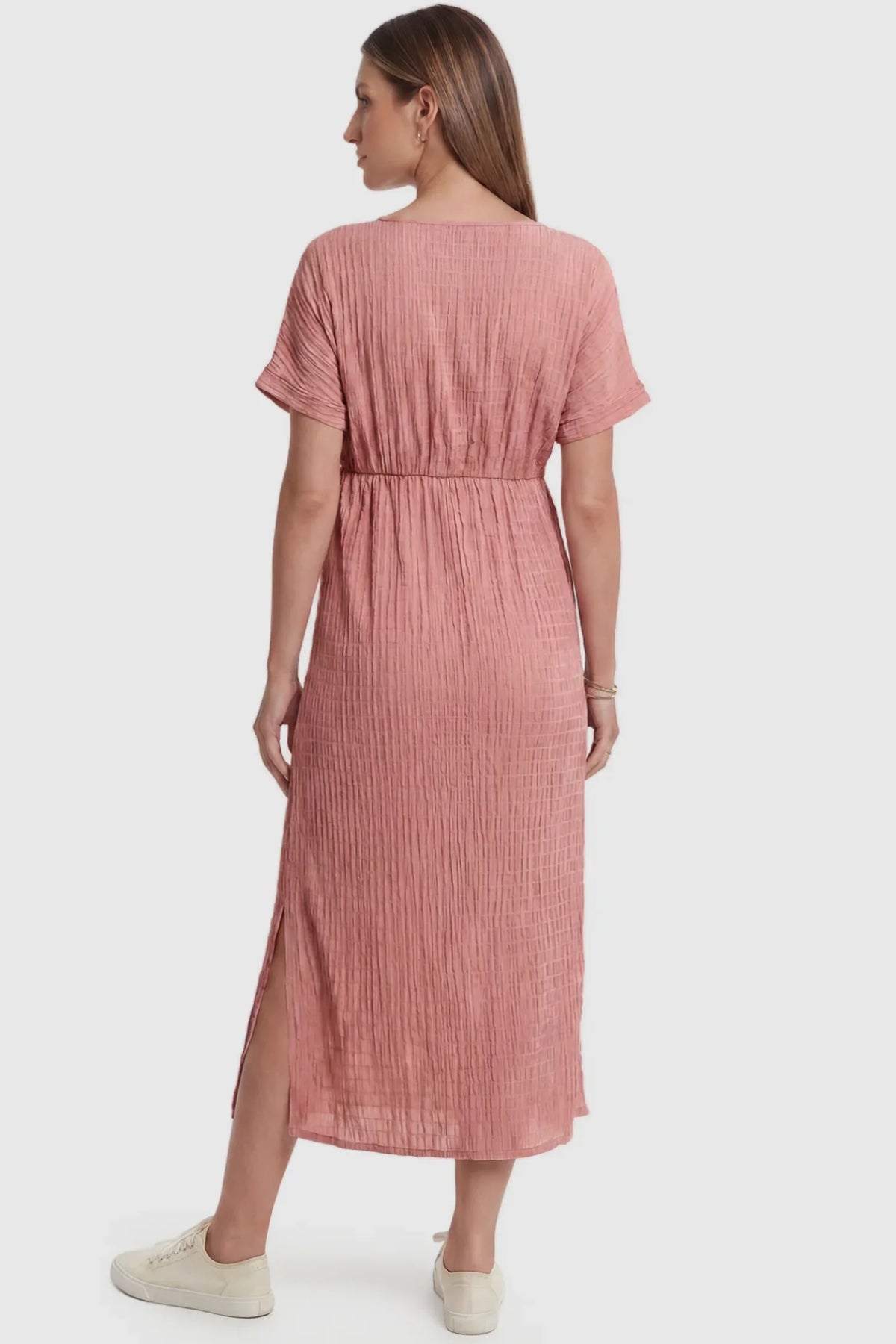 Tie-Waist Empire Maternity Midi Dress