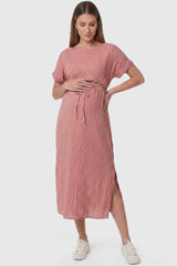 Tie-Waist Empire Maternity Midi Dress