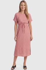 Tie-Waist Empire Maternity Midi Dress