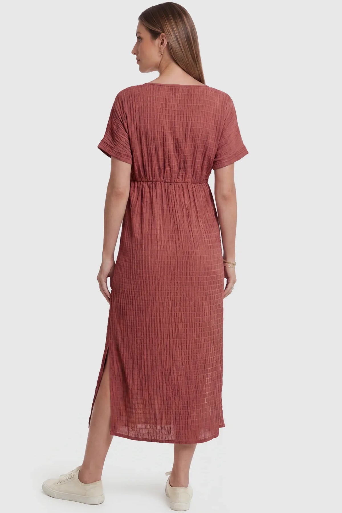 Tie-Waist Empire Maternity Midi Dress
