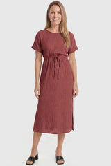 Tie-Waist Empire Maternity Midi Dress