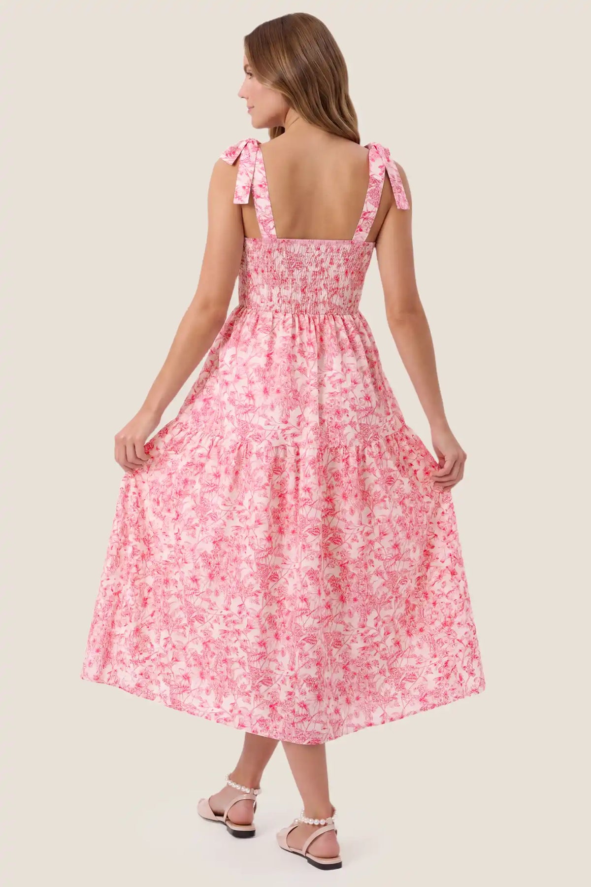 Bloom Smocked-Back Floral Tiered Maternity Maxi Dress