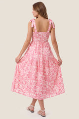 Bloom Smocked-Back Floral Tiered Maternity Maxi Dress