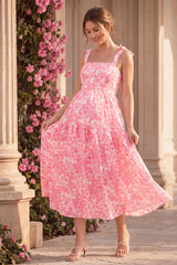 Bloom Smocked-Back Floral Tiered Maternity Maxi Dress