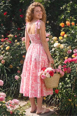 Bloom Smocked-Back Floral Tiered Maternity Maxi Dress