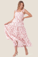 Bloom Smocked-Back Floral Tiered Maternity Maxi Dress