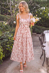 Bloom Smocked-Back Floral Tiered Maternity Maxi Dress