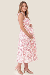 Bloom Smocked-Back Floral Tiered Maternity Maxi Dress