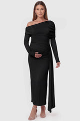 Opal Off-Shoulder Ruched Bodycon Maternity Maxi Dress