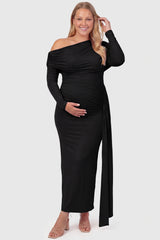 Opal Off-Shoulder Ruched Bodycon Maternity Maxi Dress