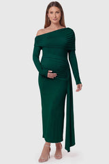 Opal Off-Shoulder Ruched Bodycon Maternity Maxi Dress