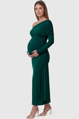 Opal Off-Shoulder Ruched Bodycon Maternity Maxi Dress