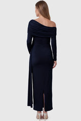 Opal Off-Shoulder Ruched Bodycon Maternity Maxi Dress