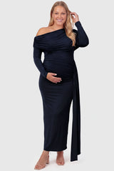 Opal Off-Shoulder Ruched Bodycon Maternity Maxi Dress