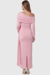 Opal Off-Shoulder Ruched Bodycon Maternity Maxi Dress