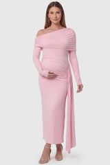 Opal Off-Shoulder Ruched Bodycon Maternity Maxi Dress