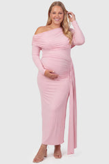 Opal Off-Shoulder Ruched Bodycon Maternity Maxi Dress