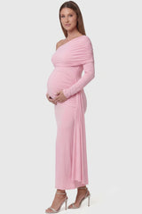 Opal Off-Shoulder Ruched Bodycon Maternity Maxi Dress