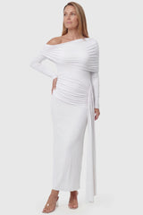 Opal Off-Shoulder Ruched Bodycon Maternity Maxi Dress