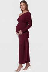 Opal Off-Shoulder Ruched Bodycon Maternity Maxi Dress