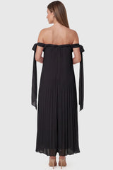 Starlight Pleated Cold-Shoulder Maternity Maxi Gown