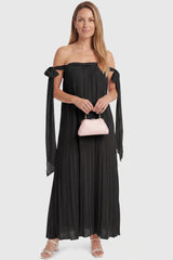 Starlight Pleated Cold-Shoulder Maternity Maxi Gown
