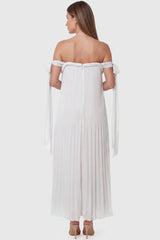 Starlight Pleated Cold-Shoulder Maternity Maxi Gown
