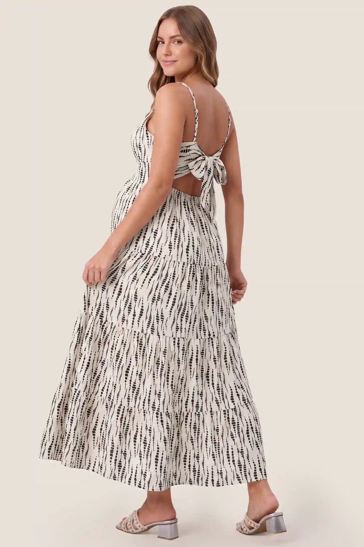 Cove Tiered Cami Maternity Maxi Dress with Tie Back