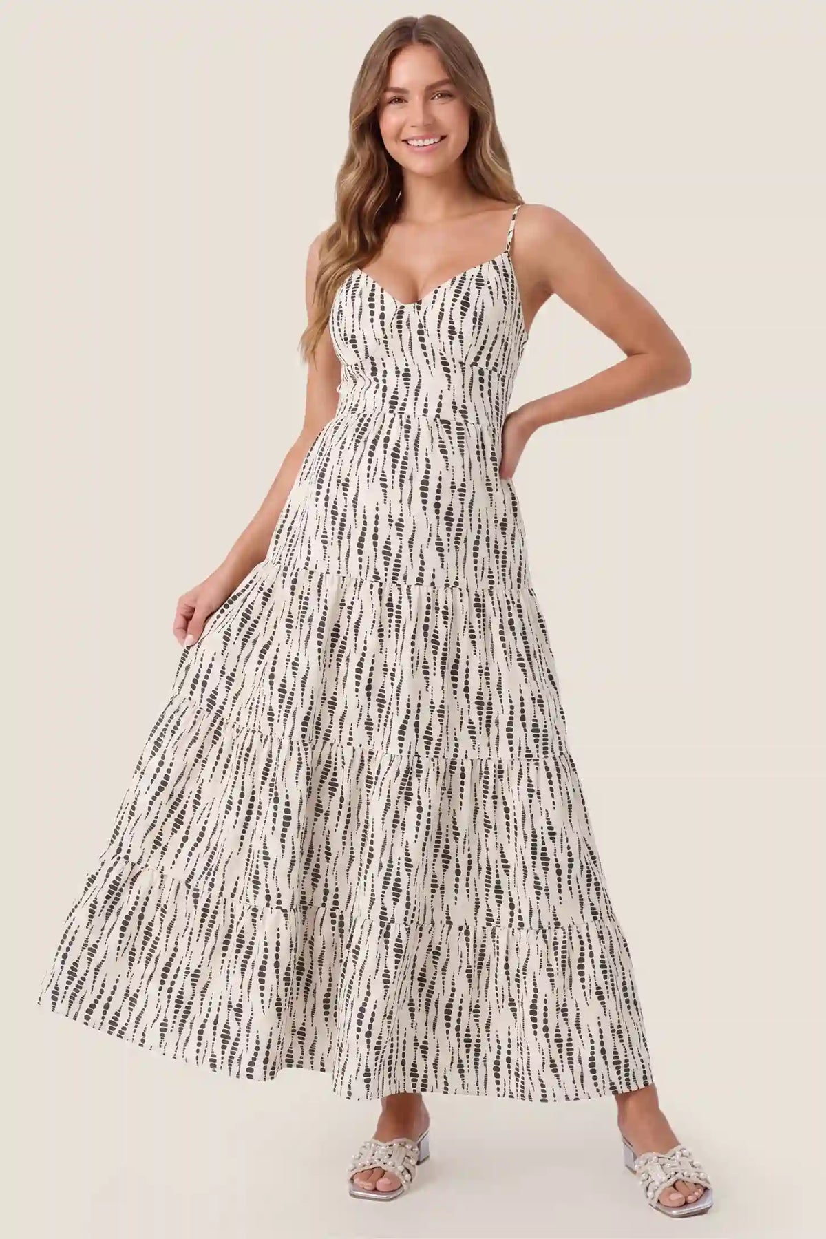 Cove Tiered Cami Maternity Maxi Dress with Tie Back