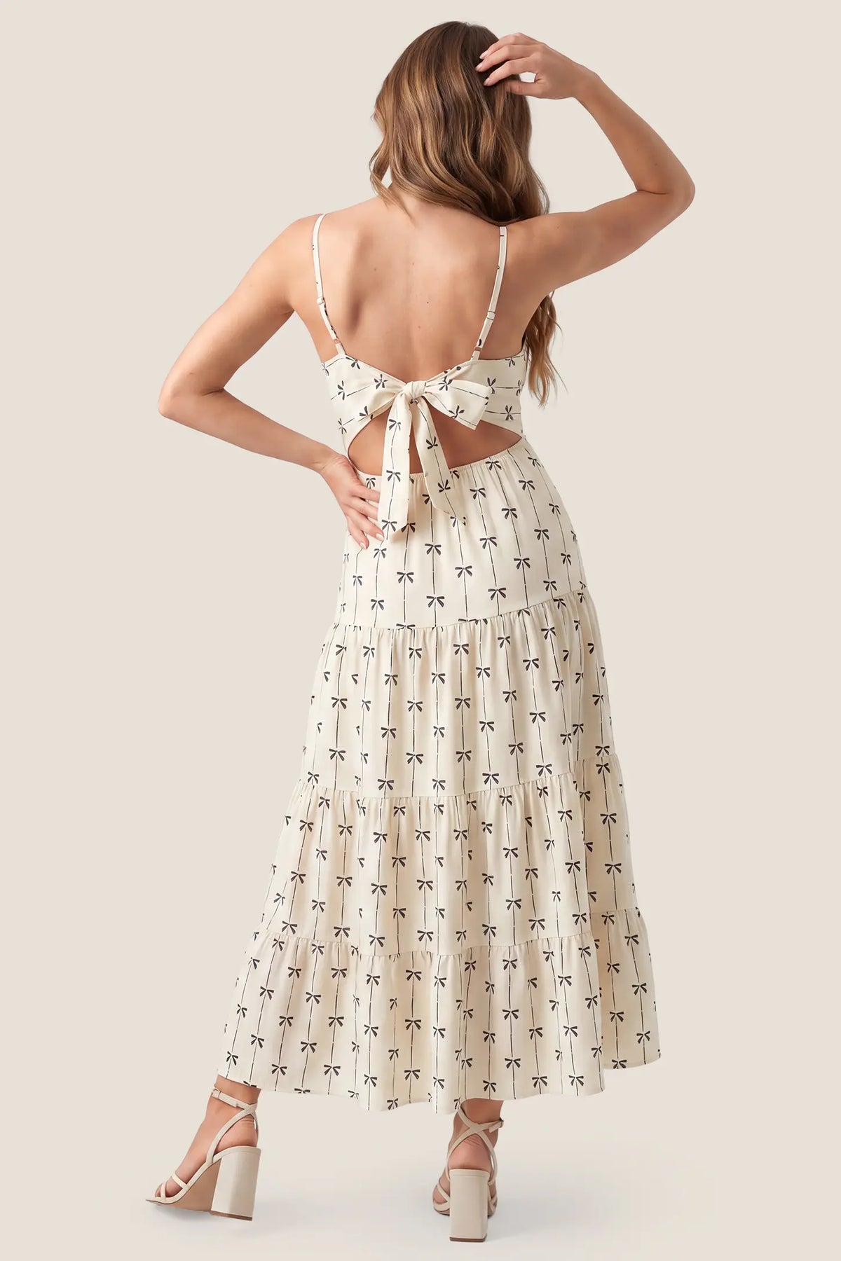 Cove Tiered Cami Maternity Maxi Dress with Tie Back