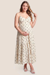 Cove Tiered Cami Maternity Maxi Dress with Tie Back