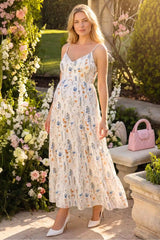 Cove Tiered Cami Maternity Maxi Dress with Tie Back