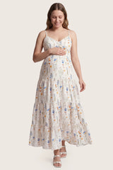 Cove Tiered Cami Maternity Maxi Dress with Tie Back