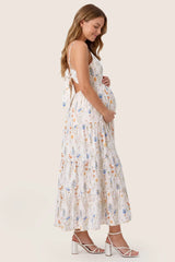 Cove Tiered Cami Maternity Maxi Dress with Tie Back