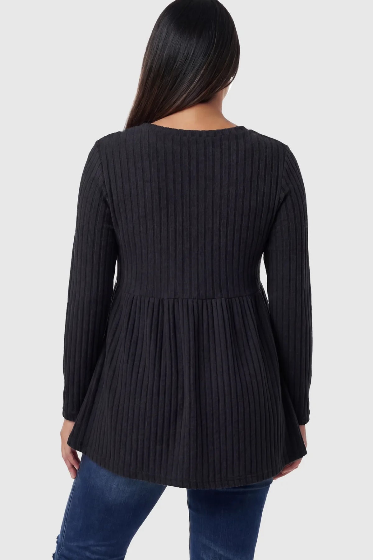 Ribbed Knit Long Sleeve Maternity Top with Empire Waist
