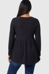 Ribbed Knit Long Sleeve Maternity Top with Empire Waist