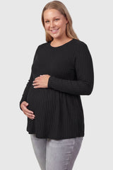 Ribbed Knit Long Sleeve Maternity Top with Empire Waist